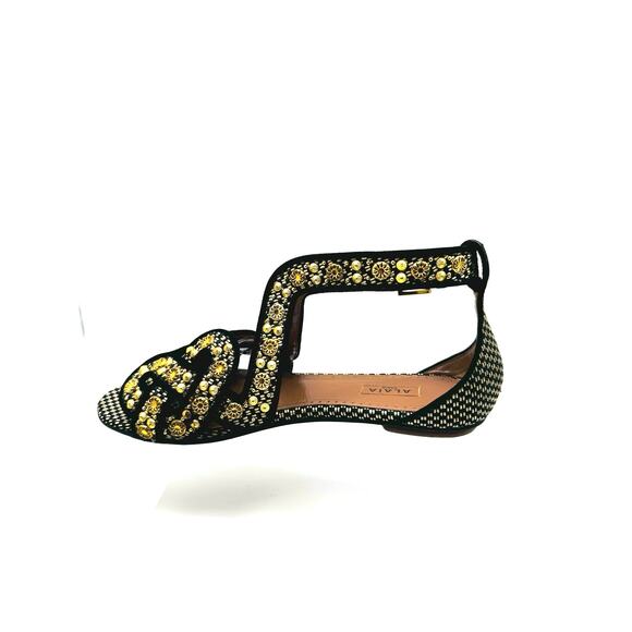 Alaïa Woven Black and Gold Embellished Sandals size EU 35 / US 5 - Picture 2 of 10
